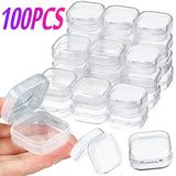 100PCS Clear Mini Jewelry Box Nail Art Colorful Diamond Storage Case