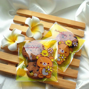 100PCS Cartoon Bear Goodie Bags Yellow
