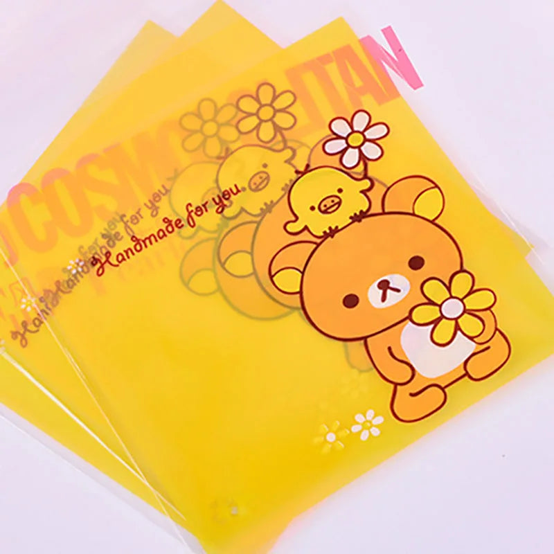 100PCS Cartoon Bear Goodie Bags Yellow