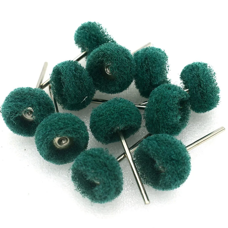 100PCS Green Rubber Wire Wheel with Handle for Jewelry Making