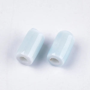 100PCS Bright Glazed Porcelain Column Beads 10~10.5x6mm