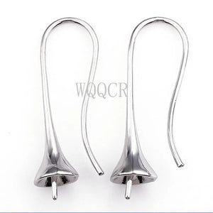 100PCS 925 Silver Hook Earrings Smooth Trumpet Shape Bead Earring Accessories