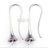 100PCS 925 Silver Hook Earrings Smooth Trumpet Shape Bead Earring Accessories