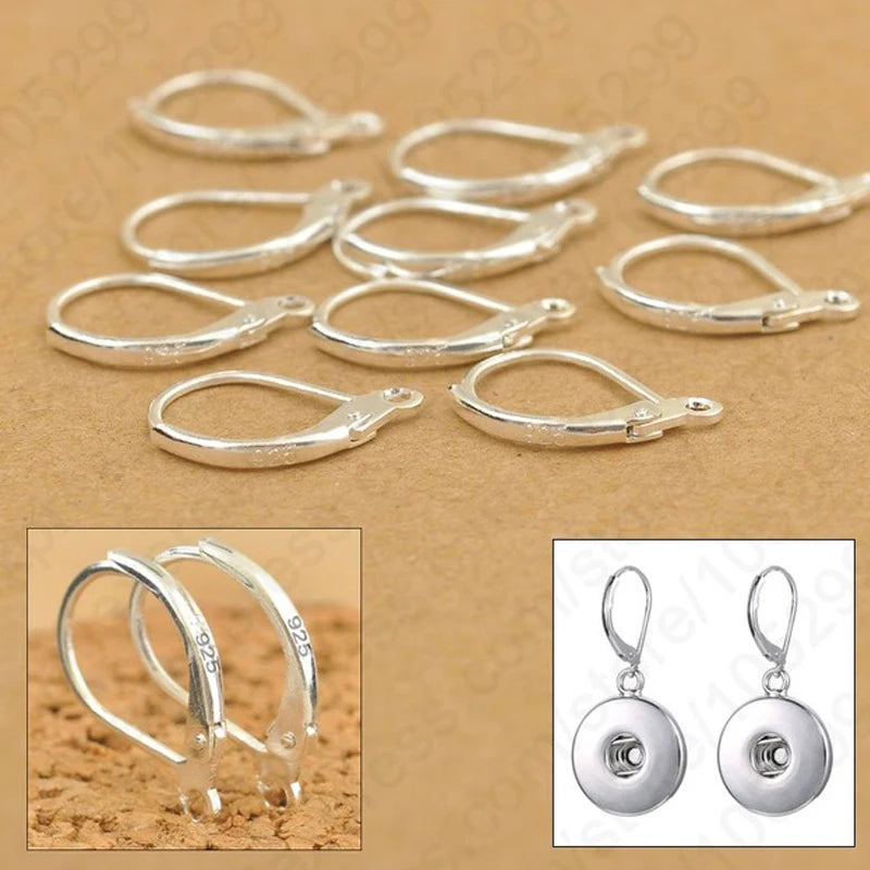 100PCS 925 Silver Earring Hooks Leverback Earwire Fittings