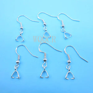 100PCS 925 Silver Earring Hook Drop Earrings Clip Hooks for DIY Jewelry Making