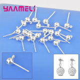 100PCS 925 Sterling Silver Stud Earring Ear Pin 3MM Ball Beads