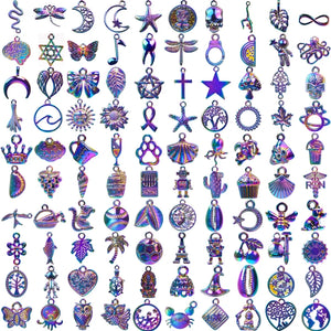 100PCS Alloy Charms Pendant Rainbow for Jewelry Making Metal Bulk