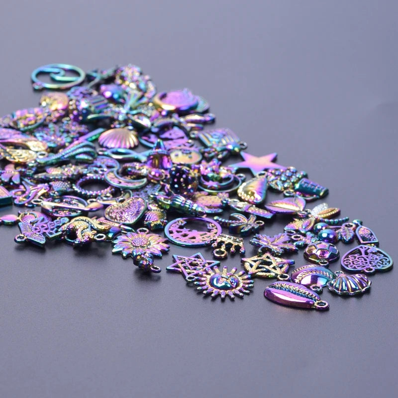100PCS Alloy Charms Pendant Rainbow for Jewelry Making Metal Bulk