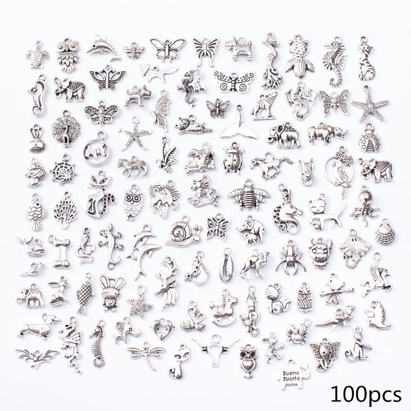 100PCS Mix Animal Charm for Bracelet Necklace DIY Jewelry Making