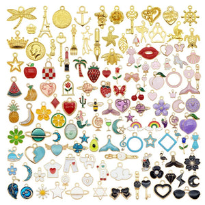 100PCS Enamel Charms Mix for Jewelry Making Earring Bracelet Necklace Pendants