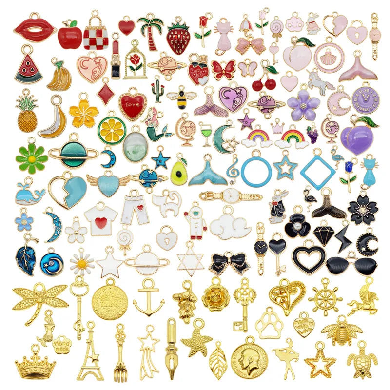 100PCS Enamel Charms Mix for Jewelry Making Earring Bracelet Necklace Pendants