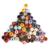 100PCS Multicolor Round Striped Wooden Beads DIY Bracelet Necklace Wood Bead