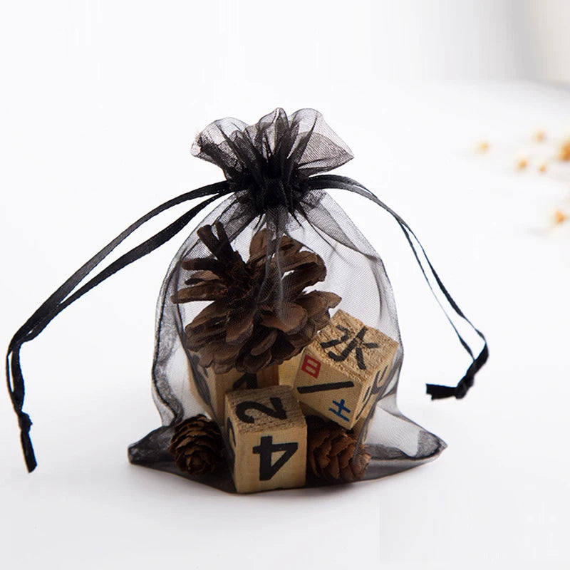 100PCS Organza Bags Jewelry Packaging Wedding Party Christmas Drawstring Pouch