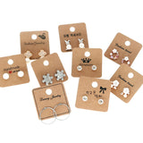 100PCS/PACK 4*4CM Paper Earring Card Brown DIY Jewelry Package