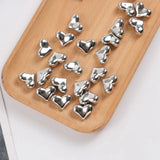 100PCS Heart Acrylic Beads Platinum Plated 22x17mm