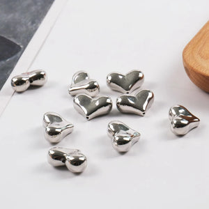 100PCS Heart Acrylic Beads Platinum Plated 22x17mm