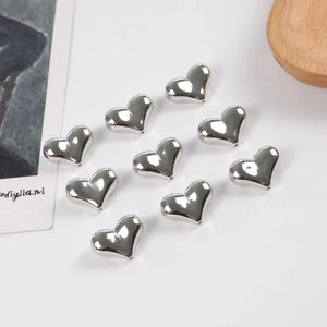 100PCS Heart Acrylic Beads Platinum Plated 22x17mm