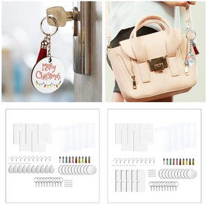 100PCS Sublimation Blanks Keychain & Earring Set with Tassel