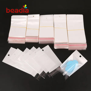 100PCS Clear Plastic OPP Self-adhesive Seal Bags with Hanging Hole