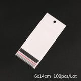 100PCS Clear Plastic OPP Self-adhesive Seal Bags with Hanging Hole