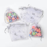100PCS Butterfly Organza Bags Drawstring Pouches for Candy Beads Gift