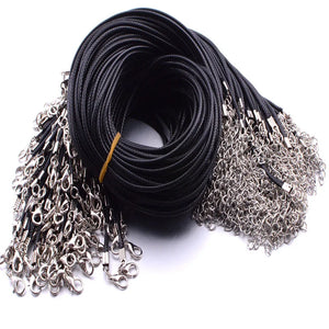 100PCS 2MM Leather Rope Necklace DIY Pendant Jewelry Lobster Clasp