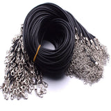 100PCS 2MM Leather Rope Necklace DIY Pendant Jewelry Lobster Clasp
