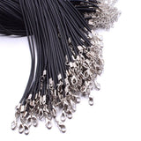 100PCS 2MM Leather Rope Necklace DIY Pendant Jewelry Lobster Clasp