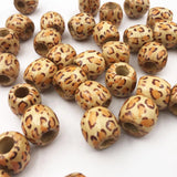 100PCs 11X12mm Leopard Drum Wood Beads Big Hole 5mm DIY Charm Jewelry Making