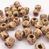 100PCs 11X12mm Leopard Drum Wood Beads Big Hole 5mm DIY Charm Jewelry Making