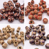 100PCs 11X12mm Leopard Drum Wood Beads Big Hole 5mm DIY Charm Jewelry Making