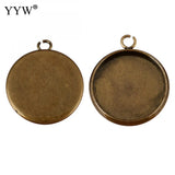 100Pcs Stainless Steel Pendant Base Flat Round Antique Bronze Plated 2mm