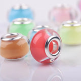 100PCs Resin European Charm Beads Silver Tone Spacer Charms