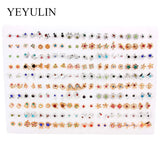 100Pair Colorful Crystal Stud Earrings Set For Women Girls