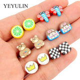 100Pair Colorful Crystal Stud Earrings Set For Women Girls