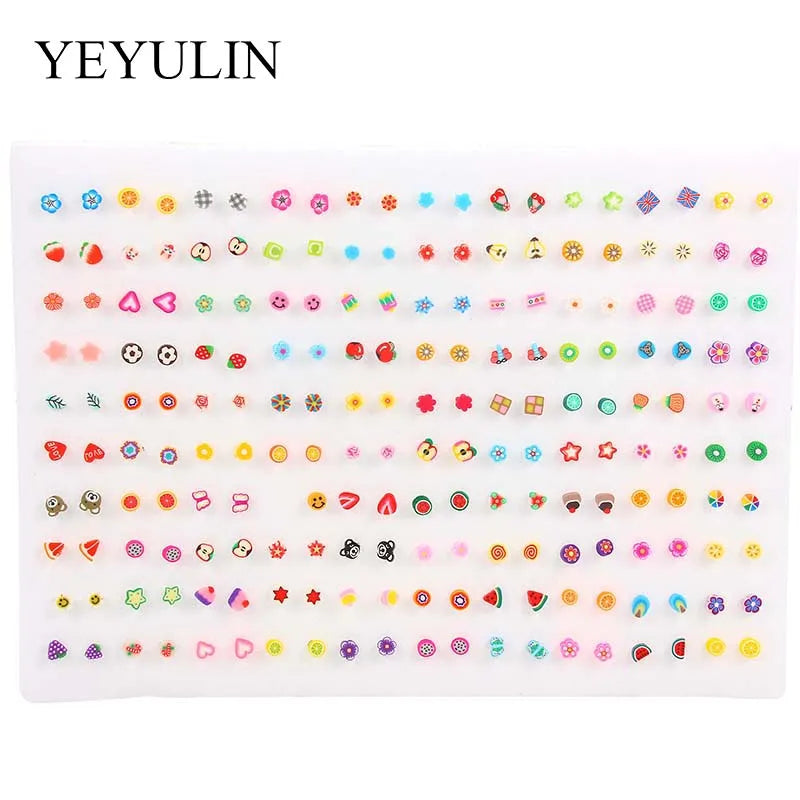 100Pair Colorful Crystal Stud Earrings Set For Women Girls