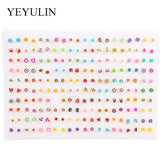 100Pair Colorful Crystal Stud Earrings Set For Women Girls