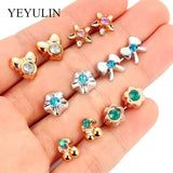 100Pair Colorful Crystal Stud Earrings Set For Women Girls
