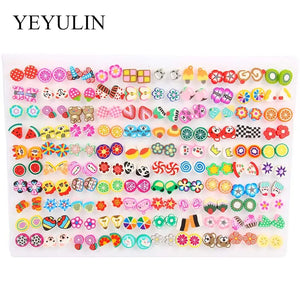 100Pair Colorful Crystal Stud Earrings Set For Women Girls