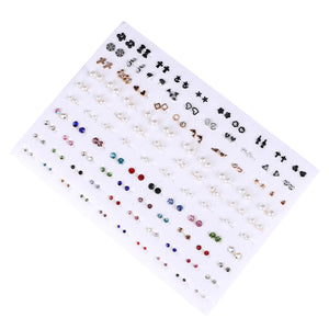 100 Pairs Acrylic Crystal Stud Earrings Set for Women Girl Jewelry