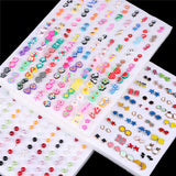100 Pairs Acrylic Crystal Stud Earrings Set for Women Girl Jewelry