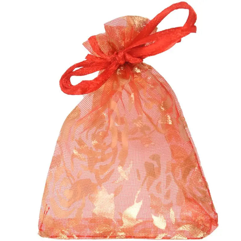 100Pc 7X9cm Rose Organza Drawstring Gift Jewelry Bags Pouches Red