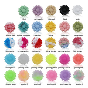 100Pc Daisy Sunflower Silicone Beads Focal Colorful Rainbow Pearl Baby Teether