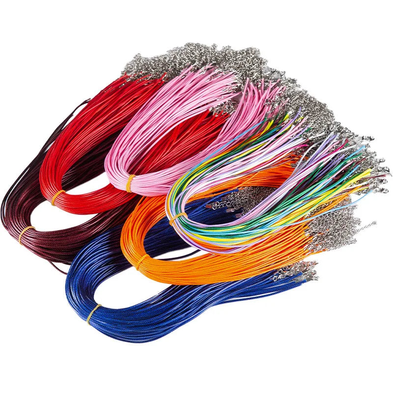 100Pc Colorful Wax Leather Snake Necklace 16 Cord String Rope Wire