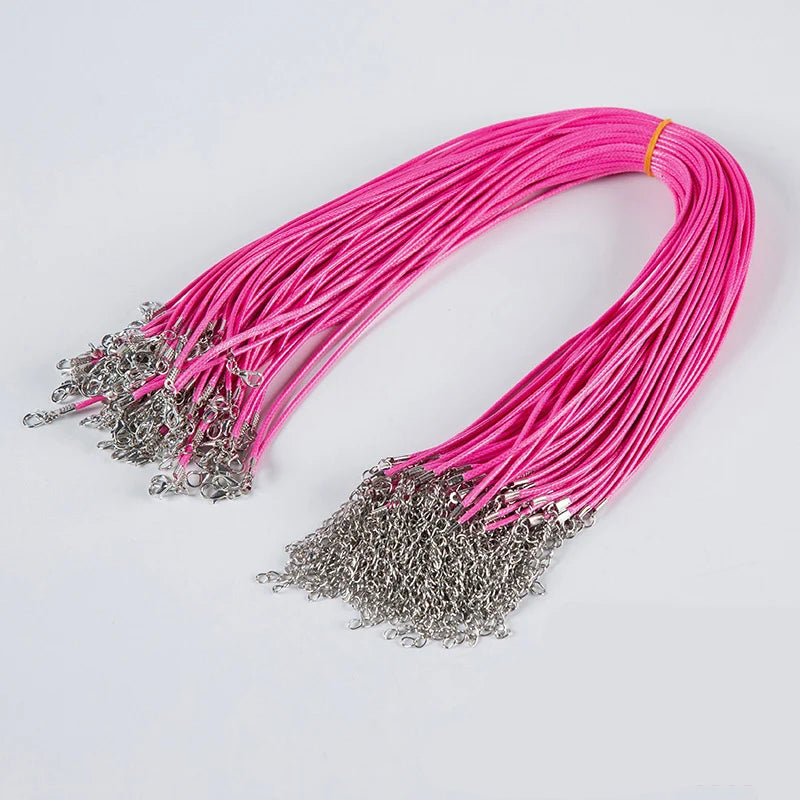 100Pc Colorful Wax Leather Snake Necklace 16 Cord String Rope Wire