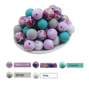 100Pc Mixed Sunflower Daisy Print Silicone Beads 15mm Yellow Leopard Ball