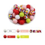 100Pc Mixed Sunflower Daisy Print Silicone Beads 15mm Yellow Leopard Ball