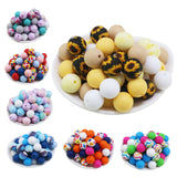 100Pc Mixed Print Sunflower Daisy Silicone Beads 15mm Necklaces Making