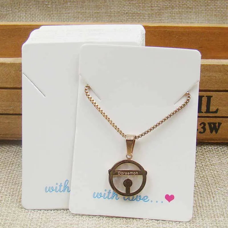 100Pc Jewelry Necklace Paper Card DIY Flower/Marbling/Sweet Love Charms