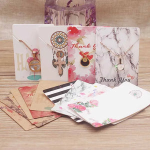 100Pc Jewelry Necklace Paper Card DIY Flower/Marbling/Sweet Love Charms